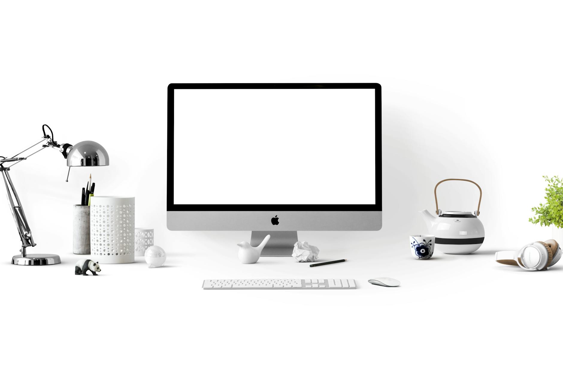 Silver Imac Near White Ceramic Kettle