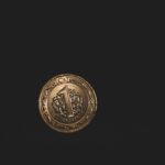 Minimalist close-up of a gold Turkish lira coin on a dark background, symbolizing economy.